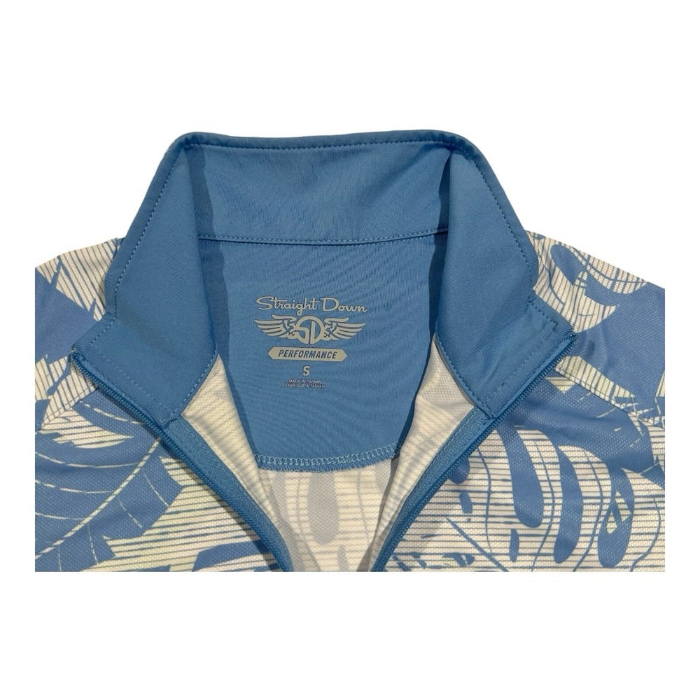 Straight Down Top Women's‎ Small Blue Flora Quarter Zip Long Sleeve Performance